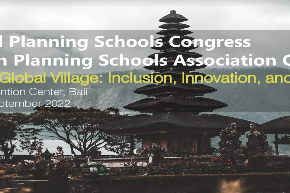 World Planning Schools Congress title on photo of Balinese temple